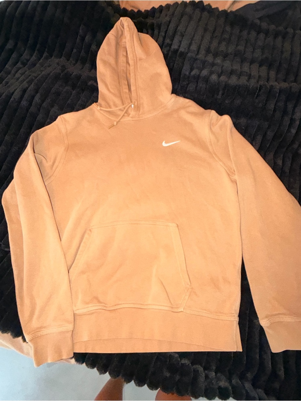 Nike Men’s Tan Pullover Hoodie with White Swoosh